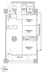 プロシード池上 6階3LDKの間取り