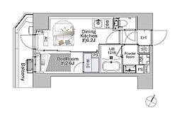 ザ・ライオンズフォーシア赤羽 1DKの間取図画像