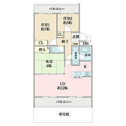 サンパーク成田弐番館 3LDKの間取図画像