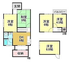 富士見台貸家  ｜ 滋賀県大津市富士見台25-13（賃貸一戸建4DK・--・60.43㎡） その2