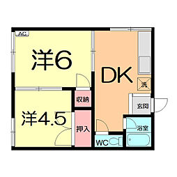 サンコーポ 2階2DKの間取り