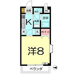 グランド・クルー 2階1Kの間取り