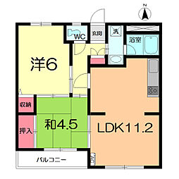 グランパレス日進 2LDKの間取図画像