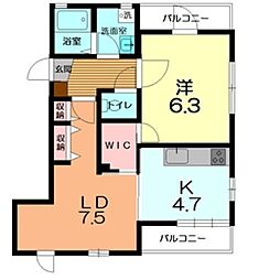 トレインビューネオ宮原駅東口 1LDKの間取図画像