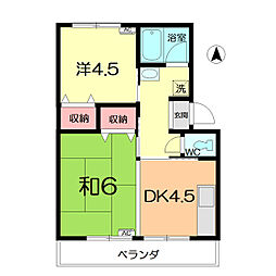 清水レジデンス 2DKの間取図画像