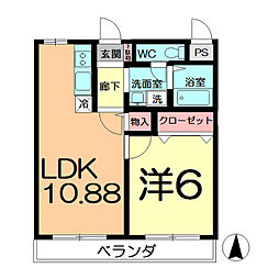 エミネンス大宮 1LDKの間取図画像