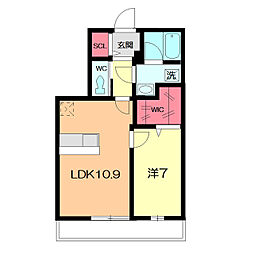 ファミールココット 1LDKの間取図画像