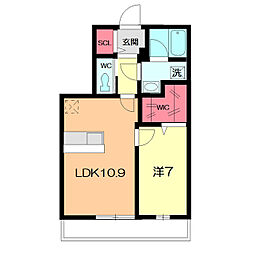 ファミールココット 1LDKの間取図画像
