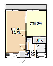 福志コーポ 1LDKの間取図画像