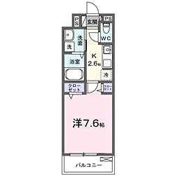 ヒカルサ熊谷サウス 1Kの間取図画像