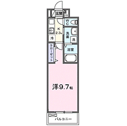 ヒカルサ熊谷サウス 1Kの間取図画像
