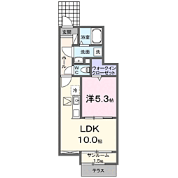 シャトンノアール鴻巣 1LDKの間取図画像