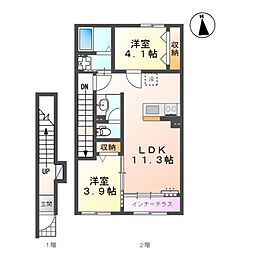東松山市和泉町 アパート新築工事 2LDKの間取図画像