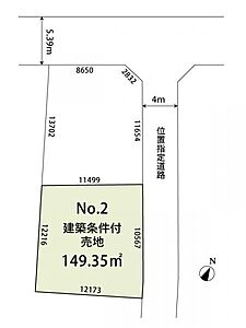 区画図：土地面積約45坪の売地をご紹介いたします。