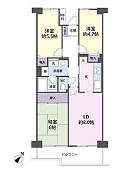 ガーデンシティ狭山1号館 3LDKの間取図画像