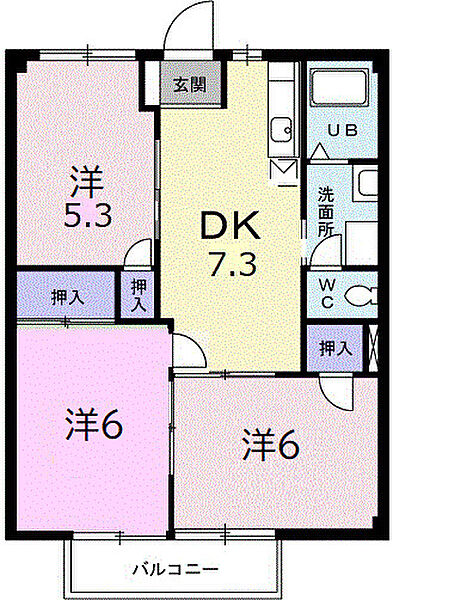 埼玉県鴻巣市筑波2丁目(賃貸アパート3DK・2階・52.17㎡)の写真 その2