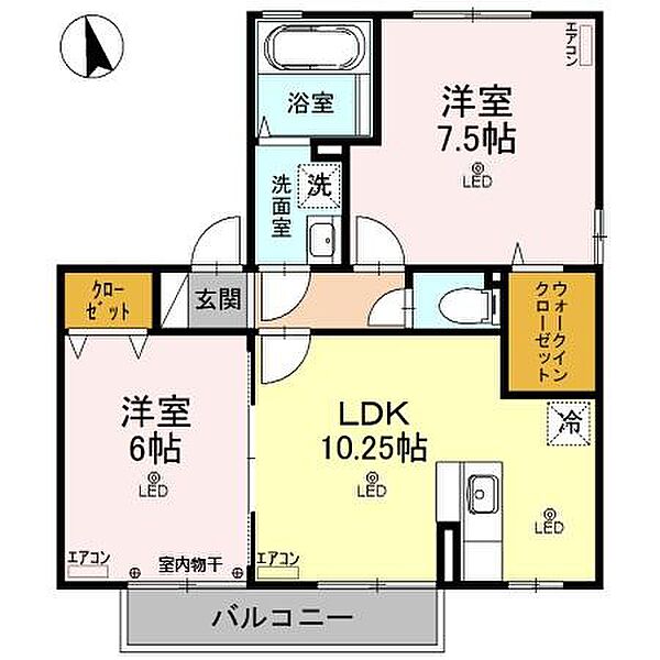 埼玉県行田市桜町2丁目(賃貸アパート2LDK・2階・54.23㎡)の写真 その2