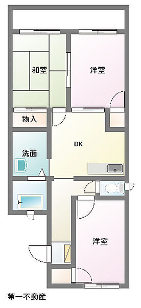 兵庫県西脇市和田町(賃貸アパート3DK・2階・47.97㎡)の写真 その2