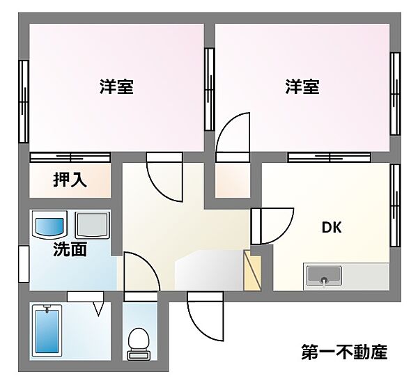 兵庫県西脇市上野(賃貸アパート2DK・2階・43.63㎡)の写真 その2