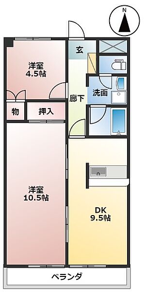 岐阜県大垣市三本木4丁目(賃貸マンション2DK・3階・56.00㎡)の写真 その2