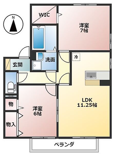 岐阜県大垣市三本木4丁目(賃貸アパート2LDK・2階・60.44㎡)の写真 その2