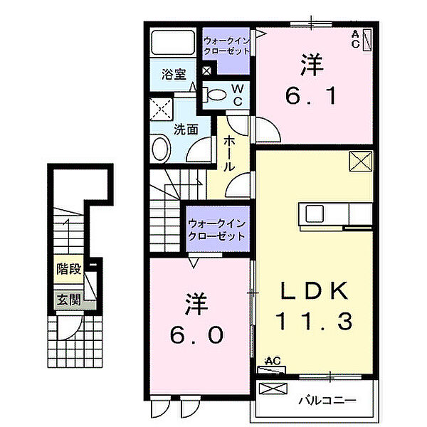 岐阜県大垣市本今町(賃貸アパート2LDK・2階・57.63㎡)の写真 その2