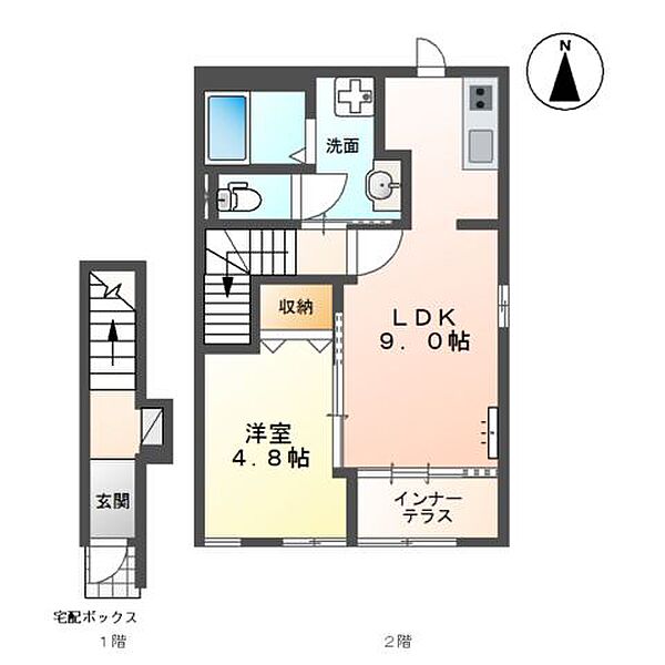 岐阜県大垣市中野町5丁目(賃貸アパート1LDK・2階・42.23㎡)の写真 その4