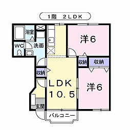 JR東海道本線 垂井駅 徒歩7分の賃貸アパート 1階2LDKの間取り