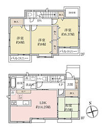 松戸市南花島4丁目　戸建 4LDKの間取り