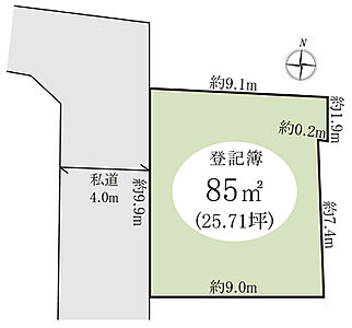 区画図：建築条件なし！閑静な住宅街