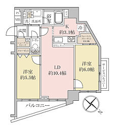 クレストフォルム金町ビューフォート 2LDKの間取図画像