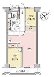 曳舟東ビューハイツ 2LDKの間取図画像