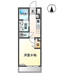 ラフレーズ・ＫＩ 2階1Kの間取り