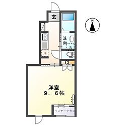 エムパーク名取II 1階1Kの間取り
