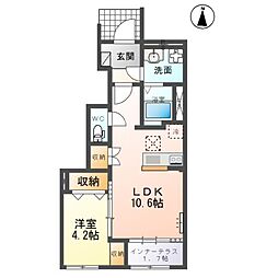 袋原1丁目新築アパート工事 1LDKの間取図画像