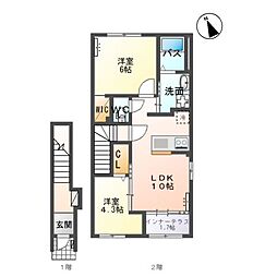 カームホームII 2LDKの間取図画像