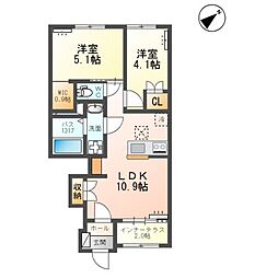 袋原2丁目アパート新築工事 2LDKの間取図画像