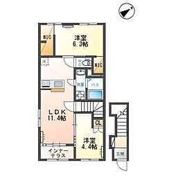 袋原2丁目アパート新築工事 2LDKの間取図画像