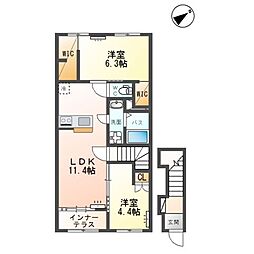 袋原2丁目アパート新築工事 2LDKの間取図画像
