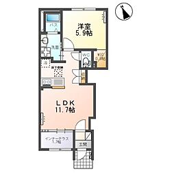 南中山1丁目新築アパート 1LDKの間取図画像