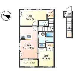 ブルークラウドB 2LDKの間取図画像