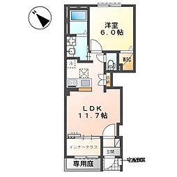 坂戸市千代田1丁目アパート 1LDKの間取図画像