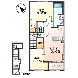 坂戸市千代田1丁目アパート 2LDKの間取図画像