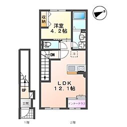坂戸市薬師町 アパート新築工事 1LDKの間取図画像