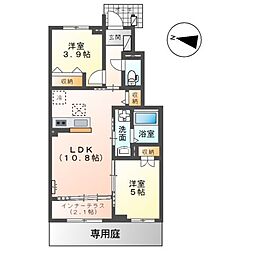 ベルスーズ 1階2LDKの間取り