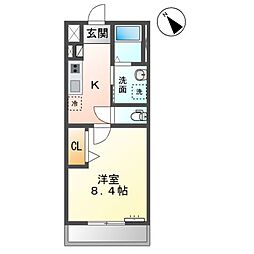 タスカータソルテIII 2階1Kの間取り