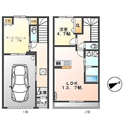 Ｇ・シエルクレール 2階1SLDKの間取り