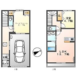 Ｇ・シエルクレール 2階1SLDKの間取り