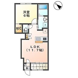 エスペランサ 1階1LDKの間取り