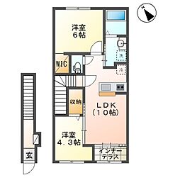 エスペランサ 2階2LDKの間取り